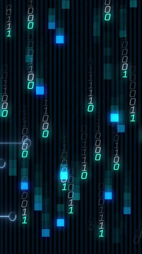 Animation of data processing and binary coding on black background Stock Footage 323782600