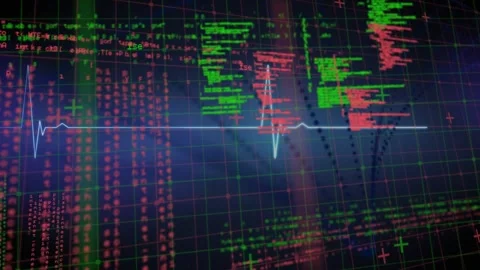 Animation of data processing and binary coding on green background Stock Footage 326038185