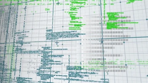 Animation of data processing and binary coding over grid Stock Footage 326191372