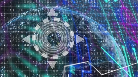 Animation of data processing and binary code over globe Stock Footage 327196797