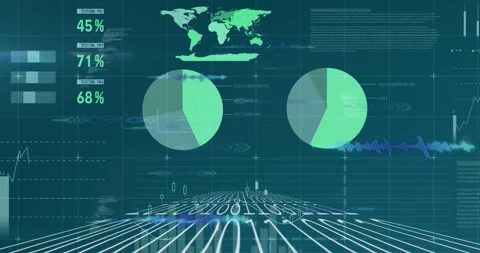 Animation of data processing and binary coding on blue background Stock Footage 327199129