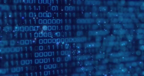 Animation of data processing and binary coding on black background Stock Footage 327846539