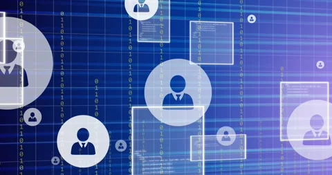 Animation of data processing and binary coding over grid Stock Footage 328091345