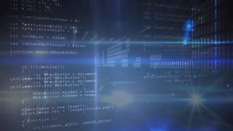 Animation of data processing and binary coding on blue background Stock Footage 328144485