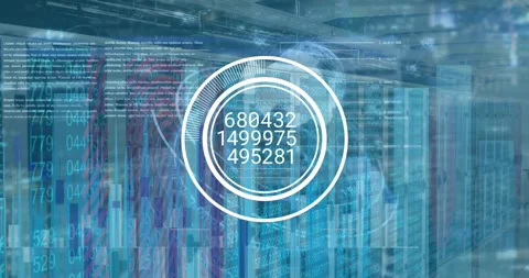 Animation of data processing and binary coding over blue eye Video stock 328239843