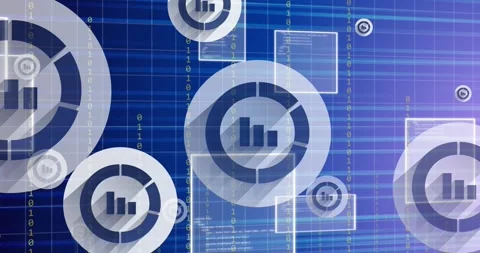 Animation of data processing and binary coding over grid Stock Footage 328582964