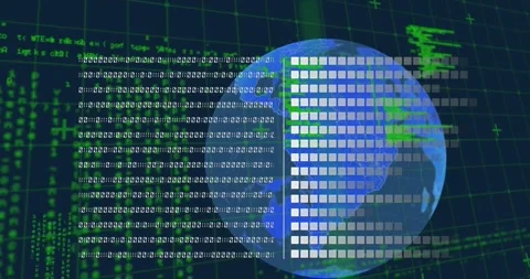 Animation of data processing and binary coding on blue background Stock Footage 329032853