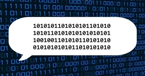 Animation of data processing and binary coding over speech bubble Stock-Footage 329103100