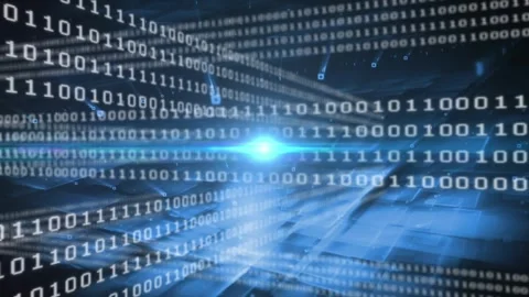 Animation of data processing and binary coding on blue background Stock Footage 329291866