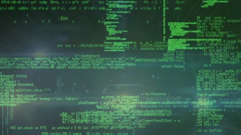 Animation of data processing and binary coding on green background Stock Footage 329361164