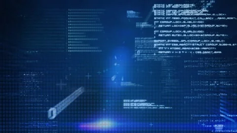 Animation of data processing and binary coding on blue background Stock Footage 329417529