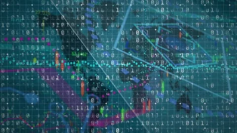 Animation of data processing and binary code over world map on green background Stock Footage 330054122