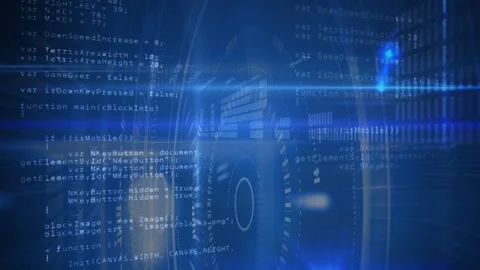 Animation of data processing and binary coding on blue background Stock Footage 330166525
