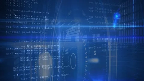 Animation of data processing and binary coding on blue background Stock Footage 330254182