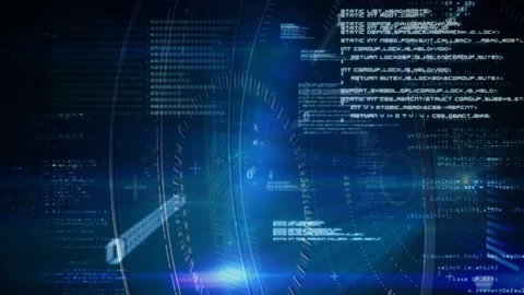 Animation of data processing and binary coding over blue background Stock Footage 330341592