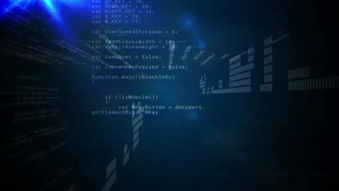 Animation of data processing and binary coding on blue background Stock Footage 330468502