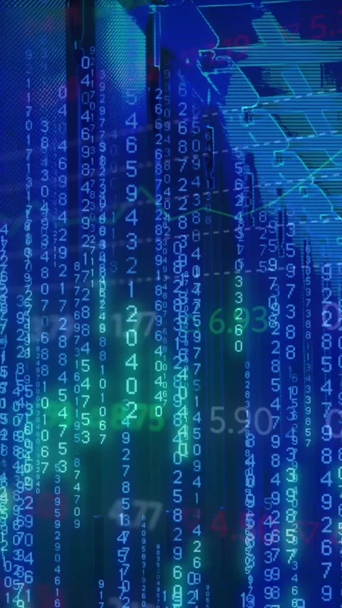 Animation of data processing and binary coding over caucasian businessman and Video stock 342677073
