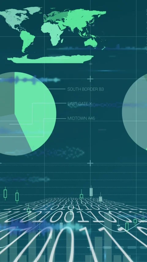 Animation of data processing and binary coding on blue background Stock-Footage 343127327