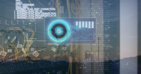 Animation of data processing and caucasian woman checking servers over Stock Footage 326305686