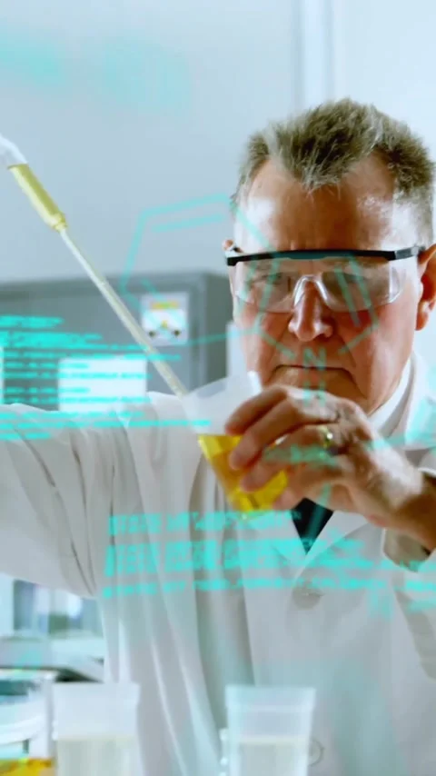 Animation of data processing and chemical formula over caucasian male scientist Stock Footage 320444778