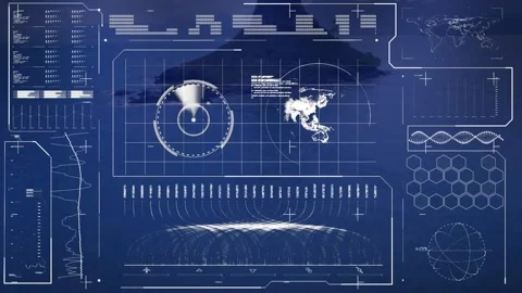 Animation of data processing and chemical formulas over test tubes on blue Stock Footage 329225414