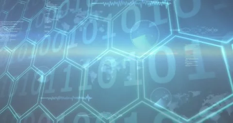Animation of data processing and chemical formulas over test tubes on blue Stock Footage 329508685