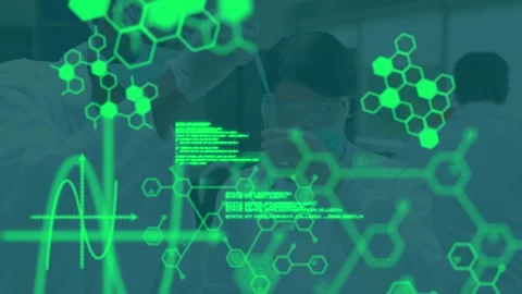 Animation of data processing and chemical formulas over diverse male and female Stock Footage 329923302