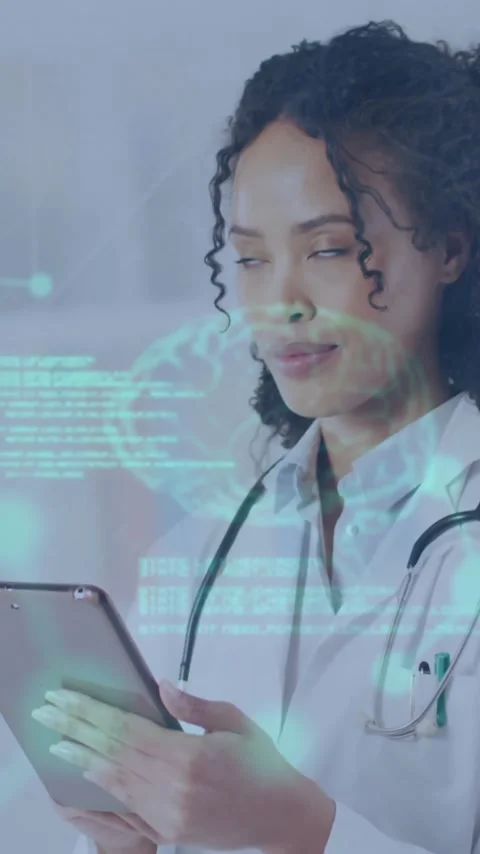 Animation of data processing and chemical formula over female scientist Stock Footage 342010429