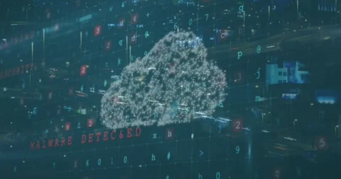 Animation of data processing and cloud over cityscape Stock Footage 330104932