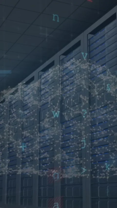 Animation of data processing and cloud icon over server room Stock Footage 344765631