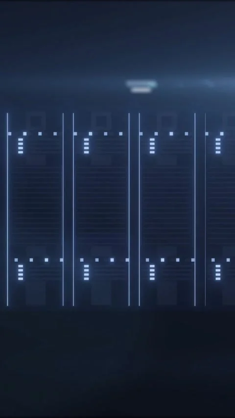 Animation of data processing and computer server over black background Stock Footage 342802424