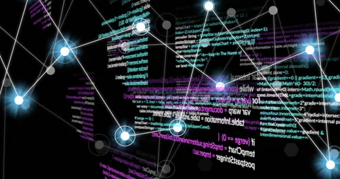 Animation of data processing and connections on black background Stock Footage 307737086