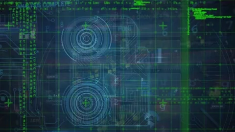 Animation of data processing and cyber attack warning over computer circuit Stock Footage 329704883