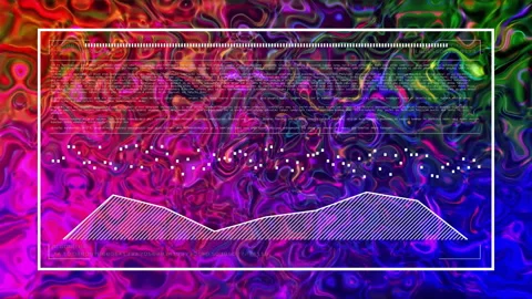 Animation of data processing and diagram over colourful fluid background Stock Footage 260968327