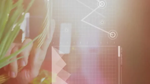 Animation of data processing and diagrams over caucasian man picking vegetables Stock Footage 312718329