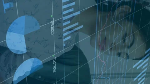 Animation of data processing and diagrams over diverse business people Stock Footage 313039407