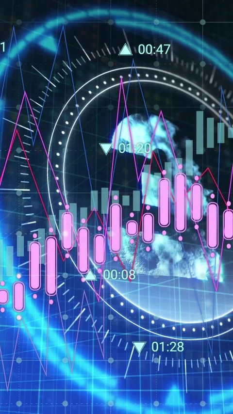 Animation of data processing and diagrams over scope scanning with pound symbol Stock Footage 320330351