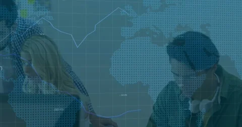 Animation of data processing and diagrams over caucasian business people Stock Footage 328589217