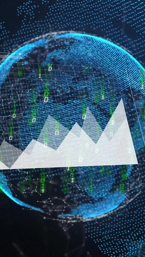 Animation of data processing and diagrams over globe Vídeos de archivo 341659994