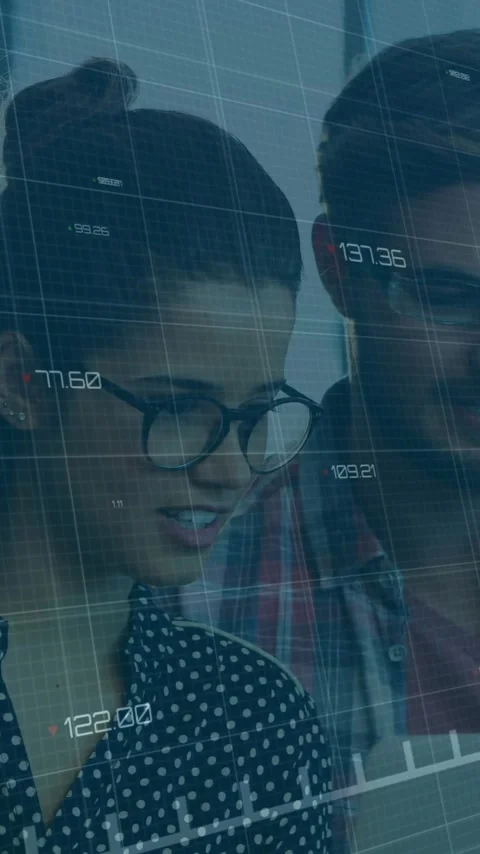 Animation of data processing and diagrams over diverse business people Stock Footage 341956684