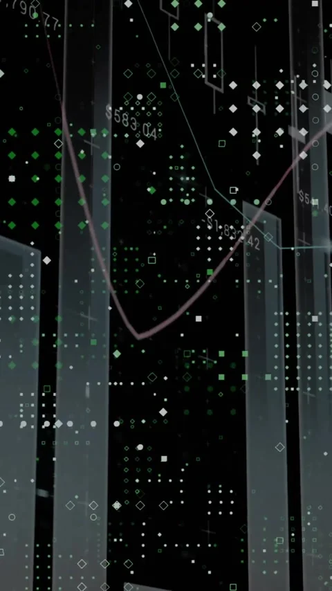 Animation of data processing and diagrams on black background Stock Footage 342010446