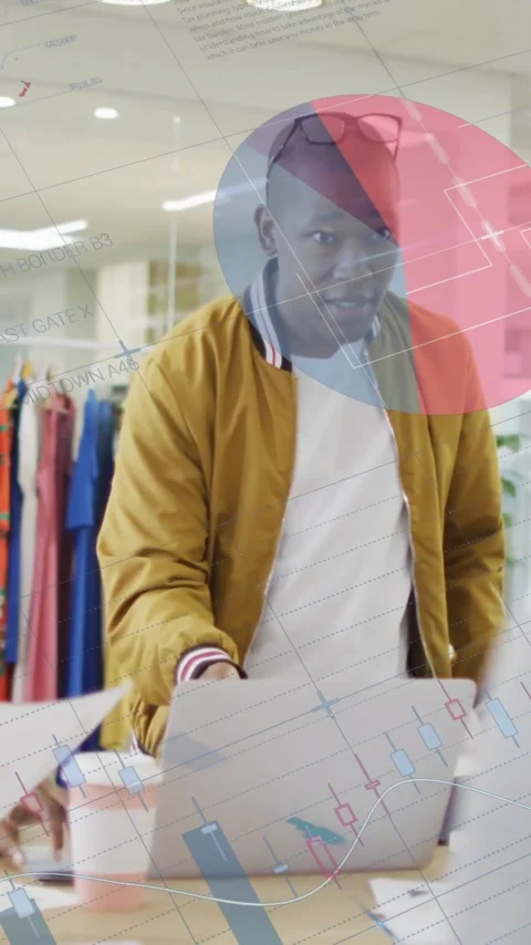 Animation of data processing and diagrams over diverse colleagues discussing Stock Footage 342812665
