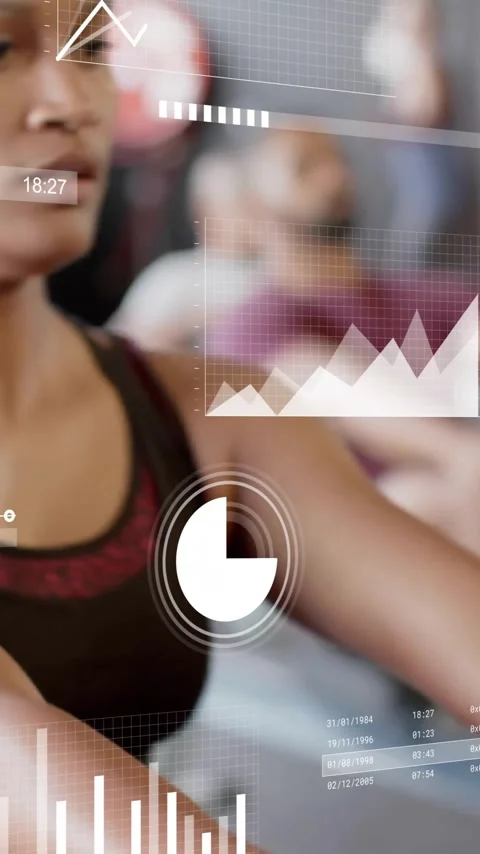 Animation of data processing and diagrams over diverse sports people using Stock Footage 343739595
