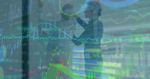 Animation of data processing and digital interface over strong man exercising Stock Footage 329418116
