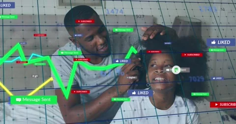 Animation of data processing and digital icons over strong man exercising Stock Footage 330054435