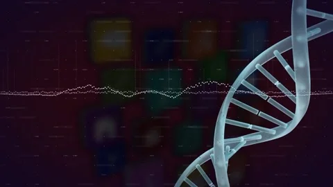 Animation of data processing and dna str... | Stock Video | Pond5
