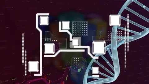 Animation of data processing and dna str... | Stock Video | Pond5