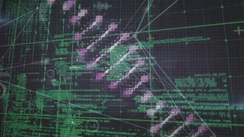 Animation of data processing and dna on ... | Stock Video | Pond5