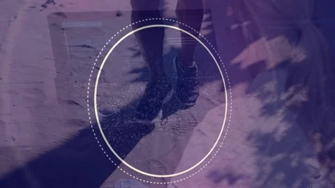 Animation of data processing and dna strand over caucasian man running Stock Footage 205115878
