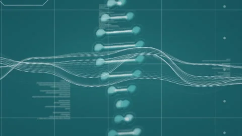 Animation of data processing and dna strand over blue background Video stock 309267359